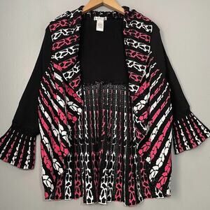 Claudia D Womens Size Medium Black Pink Artsy Bolero Shrug Cardigan Fairy Goth